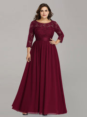 Plus Size Lace Bridesmaid Dresses with  Half Lace Sleeve  Evening Dress