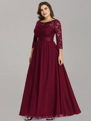 Plus Size Lace Bridesmaid Dresses with  Half Lace Sleeve  Evening Dress
