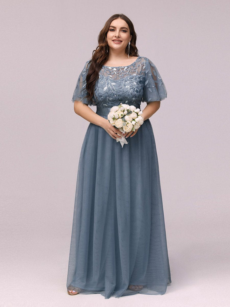 Plus Size Women's Embroidery Evening Dresses with Short Sleeve Sequin lilyscrubs Plus Size Women's Embroidery Evening Dresses with Short Sleeve Sequin lilyscrubs